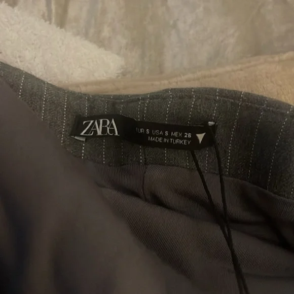 NWT Zara Strapless Bandeau Pinstripe Mini Dress Gray - Picture 6 of 7